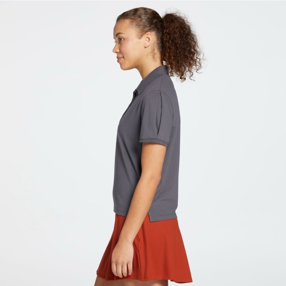 NWT Calia Pique Puff Sleeves Polo T-Shirt XXL Carbon Gray 3/4 Button Down Golf - Picture 2 of 16